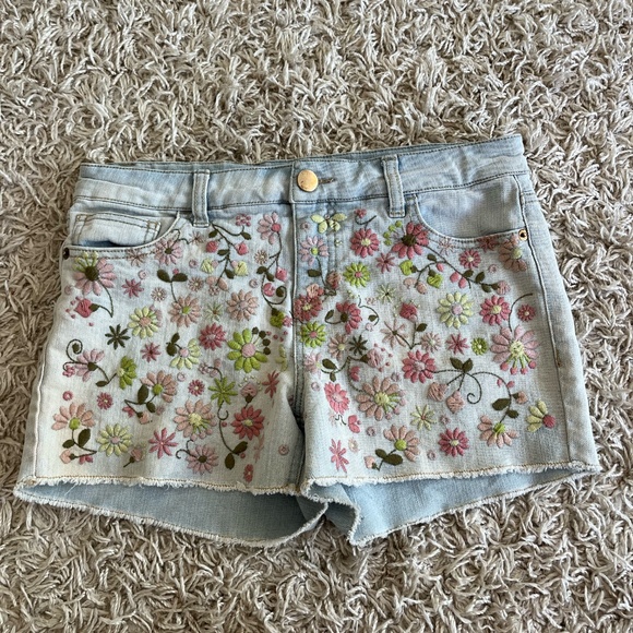 Womens Xhiliration Floral Embroidered Shorts XL (14-16) - Picture 1 of 4
